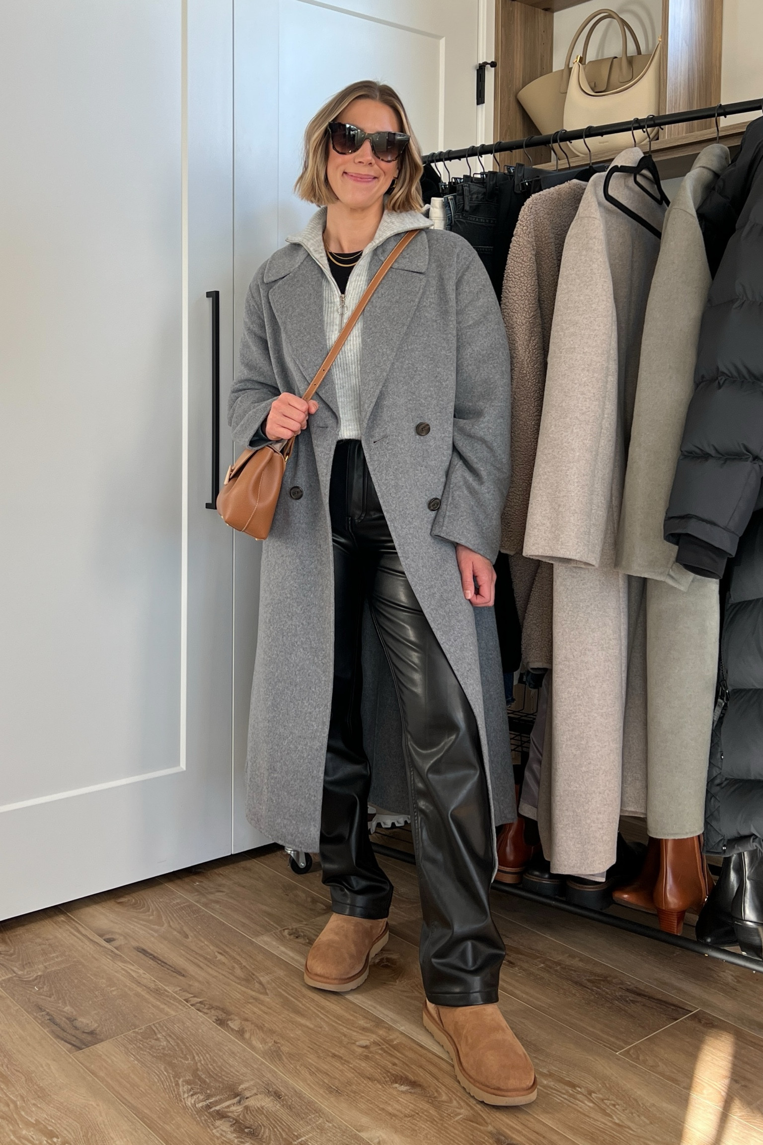 Wearing 26/regular leather pants, small quarter zip sweater, small long wool coat, boots tts 

#LTKfindsunder100 #LTKfindsunder50 #LTKsalealert