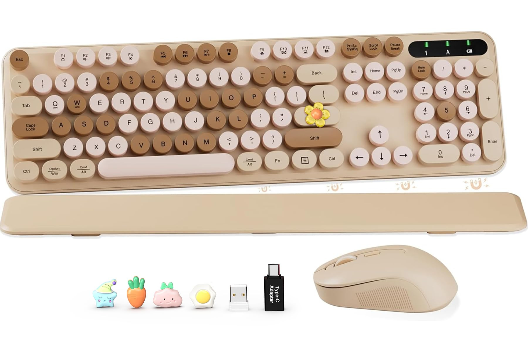 Wireless Keyboard and Mouse Combo, Round Keycaps, Full-Size Retro Typewriter Keyboard with Detach... | Amazon (US)