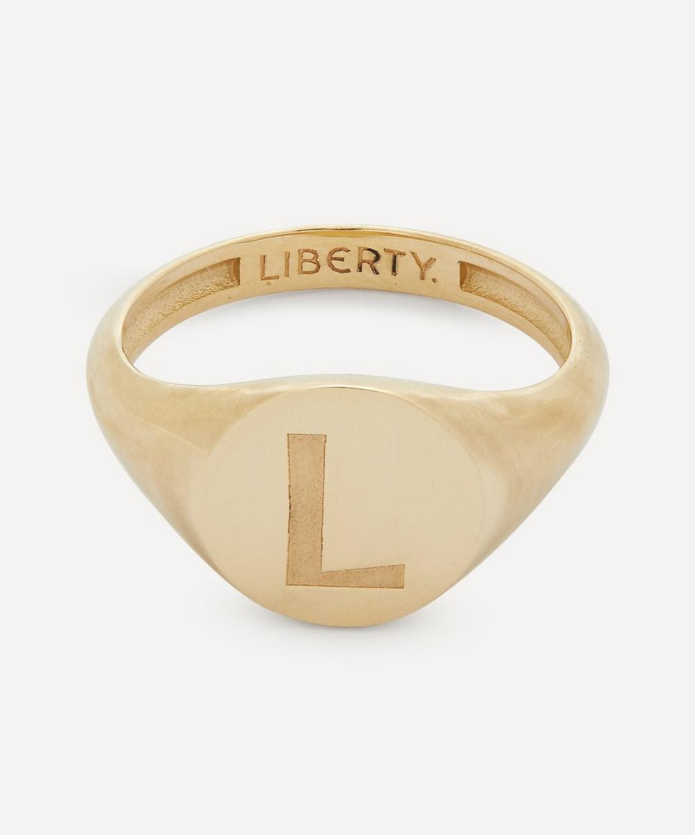 Liberty 9ct Gold Initial Liberty Signet Ring - L 47 Luxury Christmas Gift / Present | Liberty London (US)