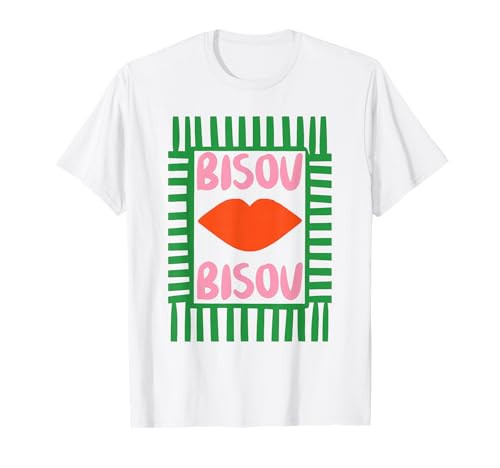 Retro French Bisous Paris Vacation Summer Vibes T-Shirt | Amazon (US)