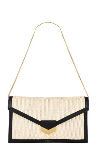 DeMellier London London Clutch in Natural Raffia & Black Smooth from Revolve.com | Revolve Clothing (Global)