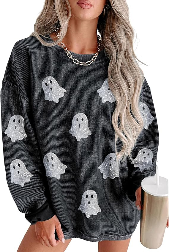 SELINK Womens Crewneck Oversized Corduroy Corded Sweatshirt Long Sleeve Casual Pullover Tops | Amazon (US)