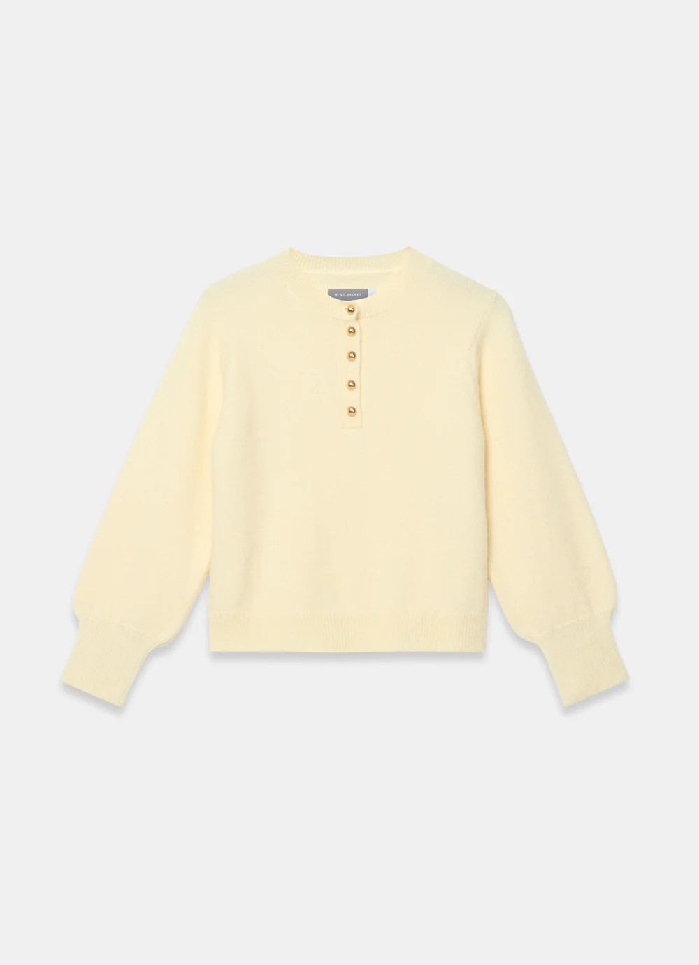 Butter Yellow Knit Button Detail Jumper | Mint Velvet