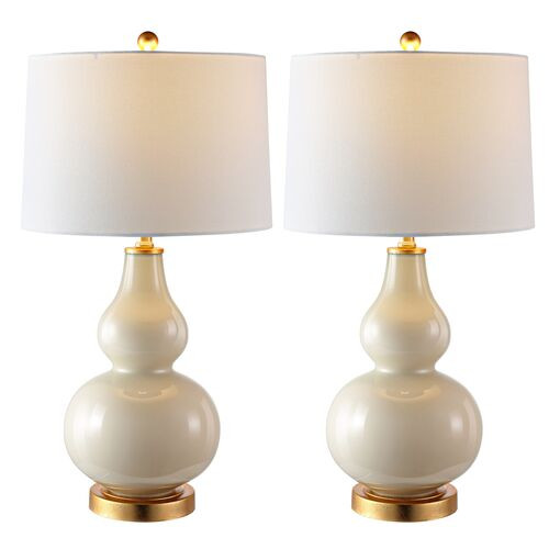 S/2 Addison Table Lamps, Cream | One Kings Lane