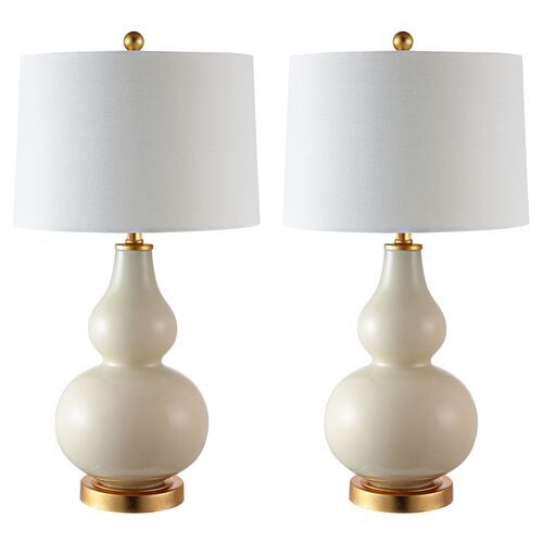 S/2 Addison Table Lamps, Cream | One Kings Lane