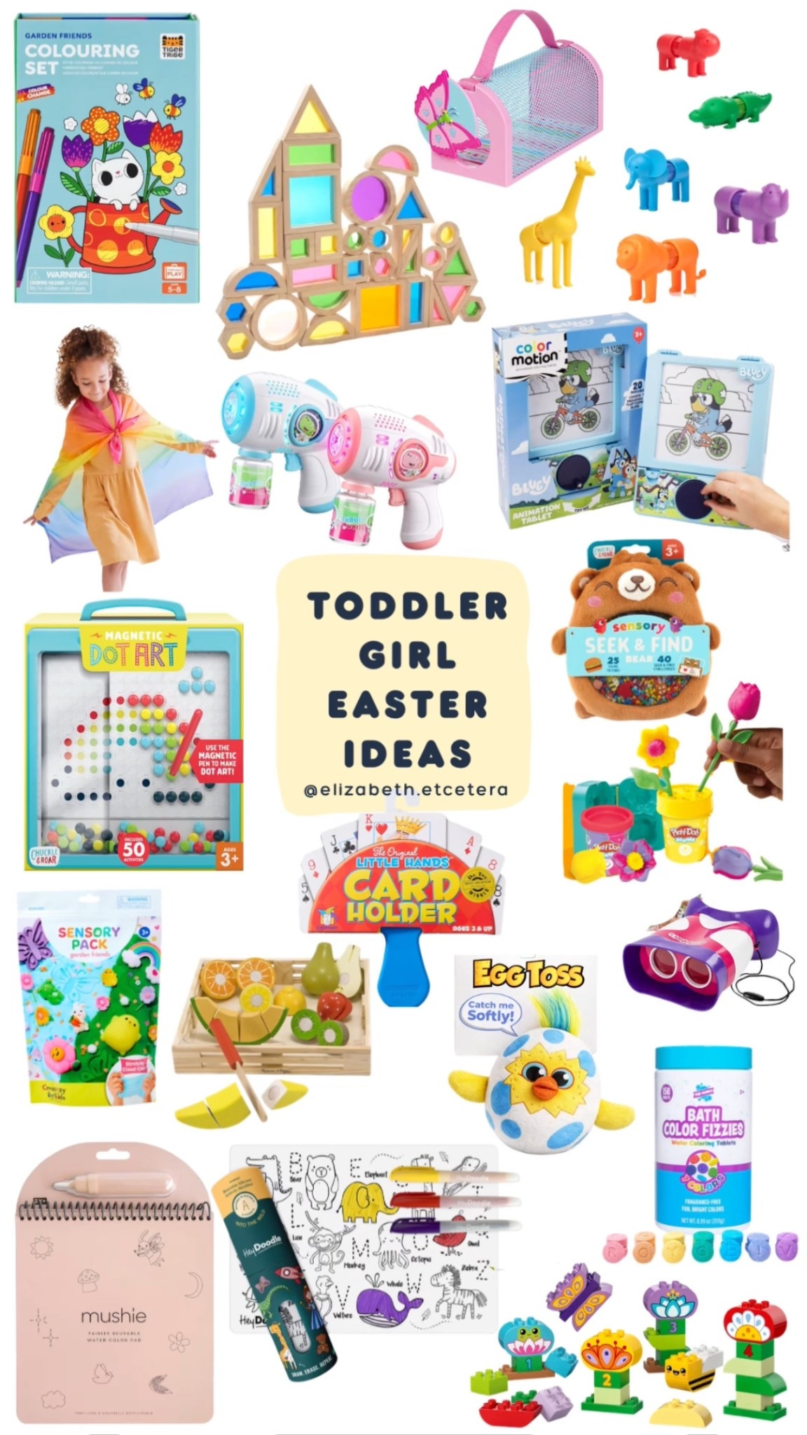 If you’re building an Easter basket for a toddler girl, these are some really cute ideas.

Lots of little toys, sensory activities, and things toddlers actually play with.

toddler girl Easter basket ideas, toddler Easter basket fillers, toddler Easter gifts, Easter basket ideas toddler girl, screen free toddler toys, toddler sensory toys, toddler busy toys, toddler quiet toys, Easter basket toys for toddlers, toddler activity toys, toddler fine motor toys, toddler learning toys, Montessori toys toddler, toddler educational toys, toddler travel toys, toddler craft kits, toddler art kits, toddler imagination toys, preschool toys for girls, toddler gifts age 2 3, Easter gifts for toddlers, toddler basket filler ideas, sensory toys for toddlers, toddler toy favorites moms, inexpensive toddler toys

#LTKKids #LTKBaby #LTKmomlife
