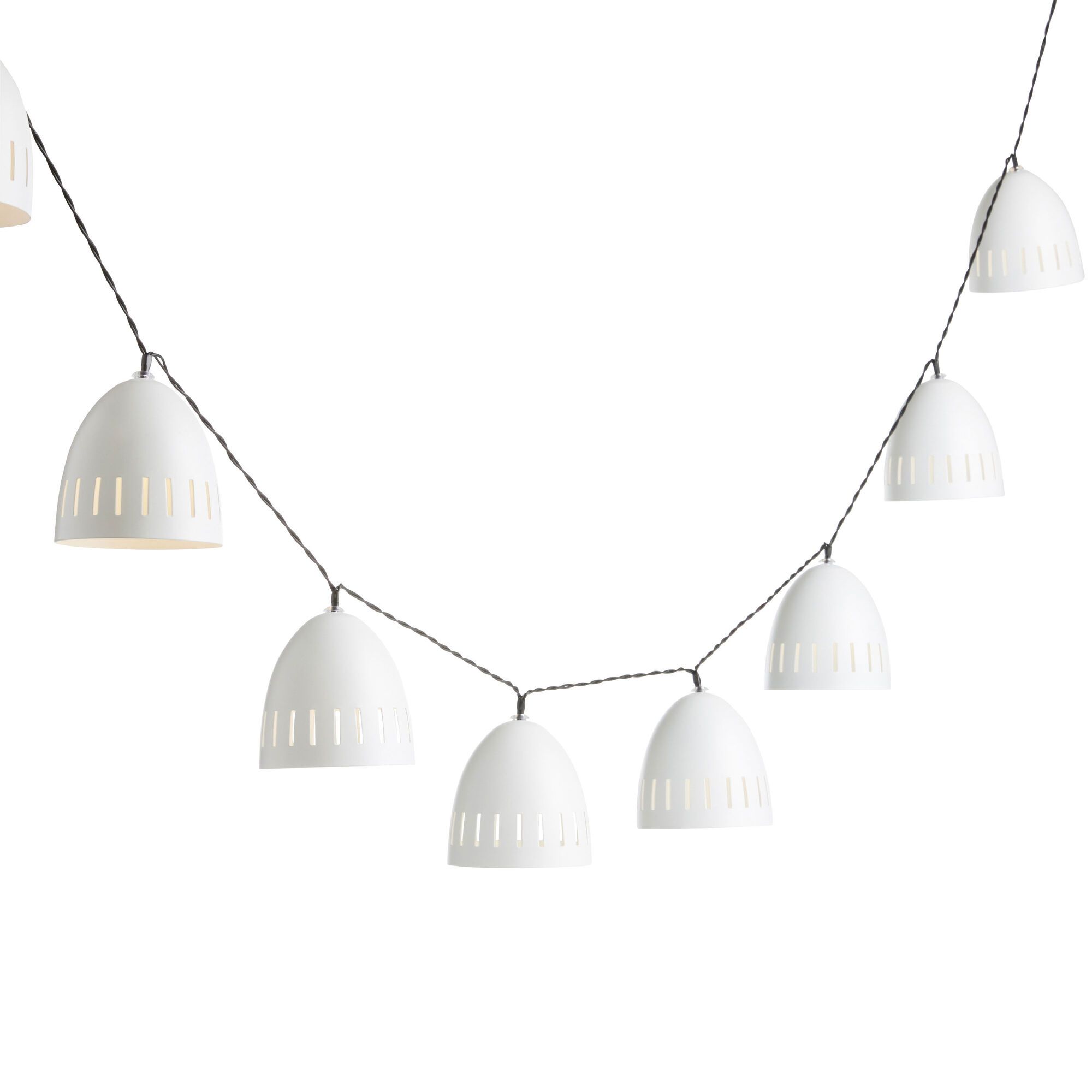 White Metal Dome Solar LED 10 Bulb String Lights | World Market