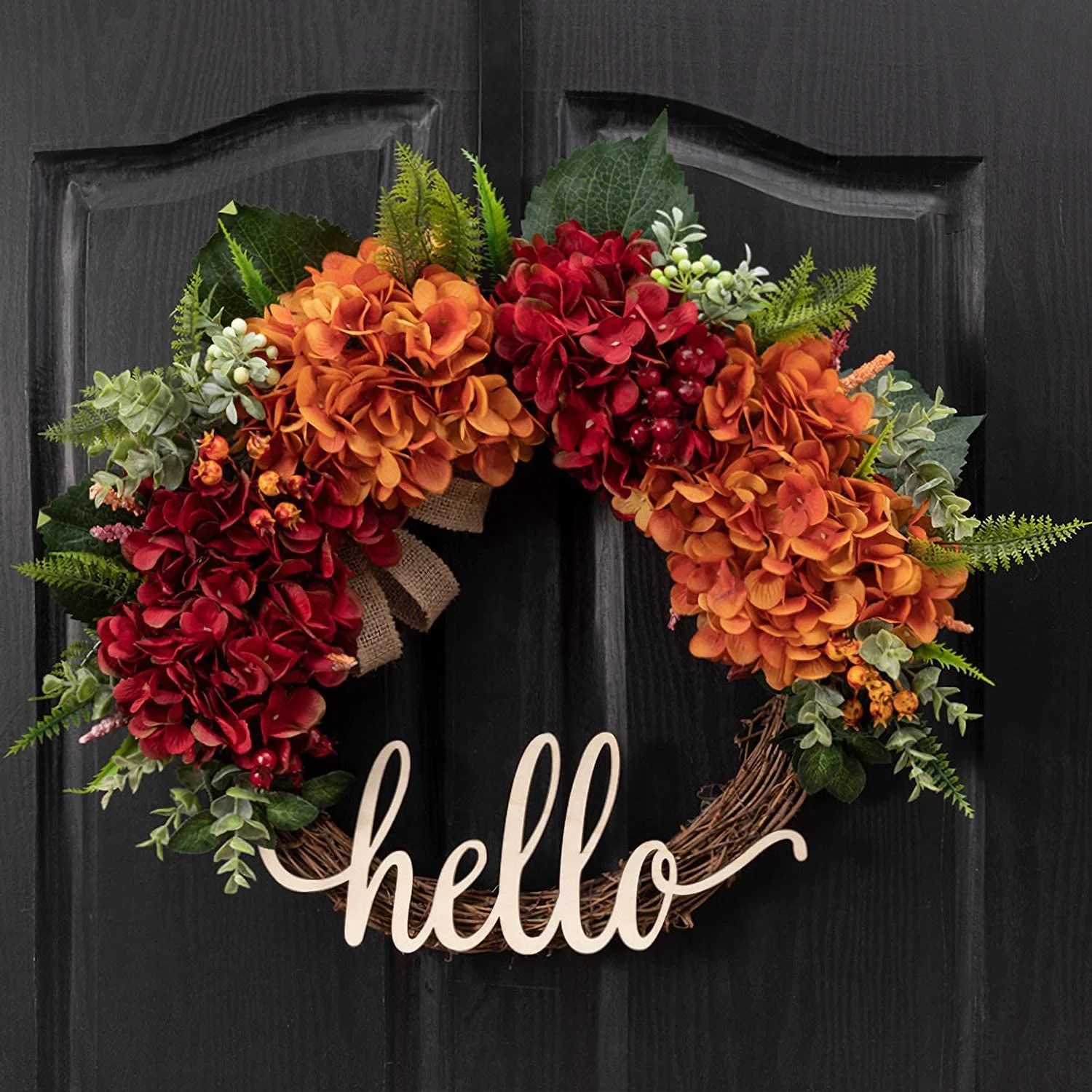 18 Inch Fall Wreath, Wreath for Front Door, Hydrangea Wreath, Autumn Wreath, Hello Werath, Wreath... | Walmart (US)