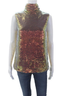 LaPointe Womens Mock Neck Sleeveless Iridescent Sequin Top Multicolor Size 2  | eBay | eBay US