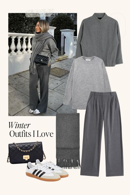 Winter Outfit Idea // winter coat, winter outfit inspo, winter outfits, cold weather outfit, all grey outfit, groufit, wool bomber, wide leg trousers

#LTKSeasonal #LTKstyletip #LTKsalealert