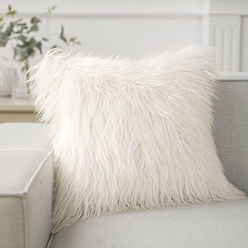 Phantoscope Faux Fur Pillow Cover Decorative Fluffy Throw Pillow Mongolian Luxury Fuzzy Pillow Case  | Amazon (US)