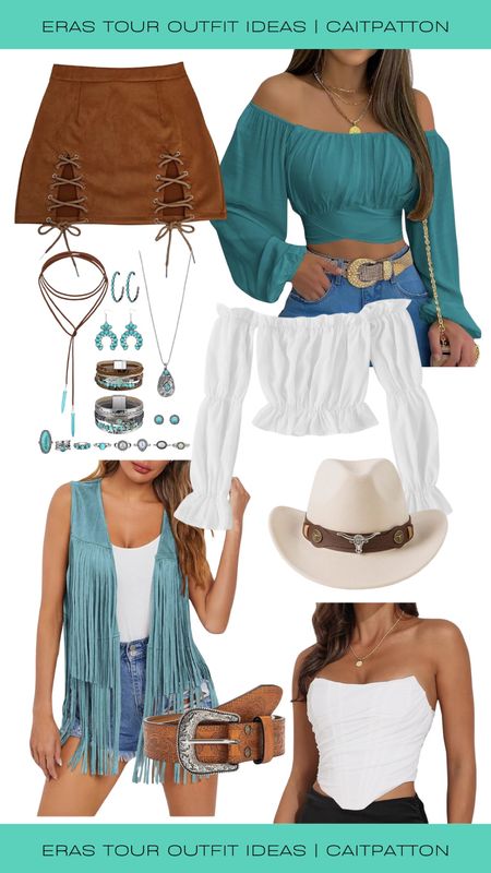 Cute Hannah Montana and Miley Stewart inspired Debut Eras Tour outfit ideas! 

Cowgirl hat, cowboy hat, fringe vest, cowgirl vest, crop top, cowgirl outfit idea, turquoise jewelry, cowgirl jewelry set, off the shoulder top, country outfit idea, suede skirt, Debut outfit idea, Eras Tour outfit idea, Eras Tour outfit, Eras Tour outfits, Debut outfits, Debut Eras outfit, Debut eras outfits, Debut eras tour outfit, debut eras tour outfits, Debut eras tour outfit ideas, debut eras tour outfit idea

#LTKfindsunder100 #LTKfindsunder50 #LTKstyletip