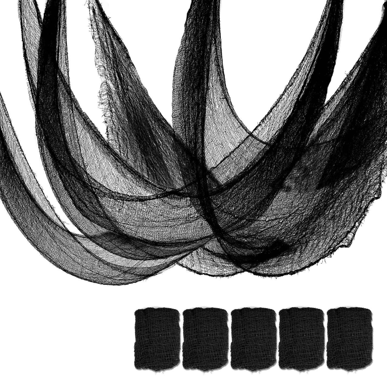 Set of 5 Halloween Creepy Gauze Cloth Decoration, Indoor Outdoor Black Scary Halloween Gauze Tape... | Amazon (US)