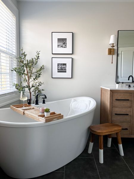 New build or renovating your primary bathroom? These are the essentials for creating a luxurious master bath retreat:

🛁 Soaking Tub: A deep, freestanding tub provides the ultimate relaxation experience. Don’t forget the bathtub tray and bath pillow ✔️
💡 Ample Lighting: Well-placed lighting enhances the ambiance and functionality of your space.
👫 Double Vanity: Dual sinks and ample counter space ensure comfort and convenience (we did two separate vanities).
🚪 Privacy and Storage: Consider a separate water closet and plenty of built-in storage.
🌿 Natural Elements: Incorporate natural materials like stone or wood for a soothing, organic touch. @traderjoes eucalyptus in the shower add a nice touch too!
🚿 Walk-In Shower: Enjoy a spacious, spa-like shower with elegant tile work.

#LTKhome #LTKstyletip #LTKfindsunder50