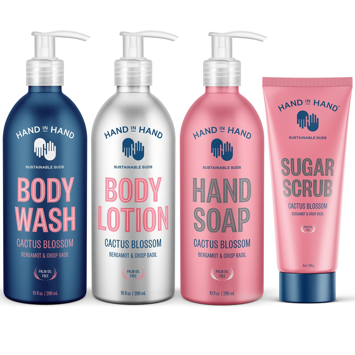 Hand in Hand Body Wash, Body Lotion, Liquid Hand Soap, and Sugar Scrub Combo Pack, Bergamot & Cri... | Amazon (US)