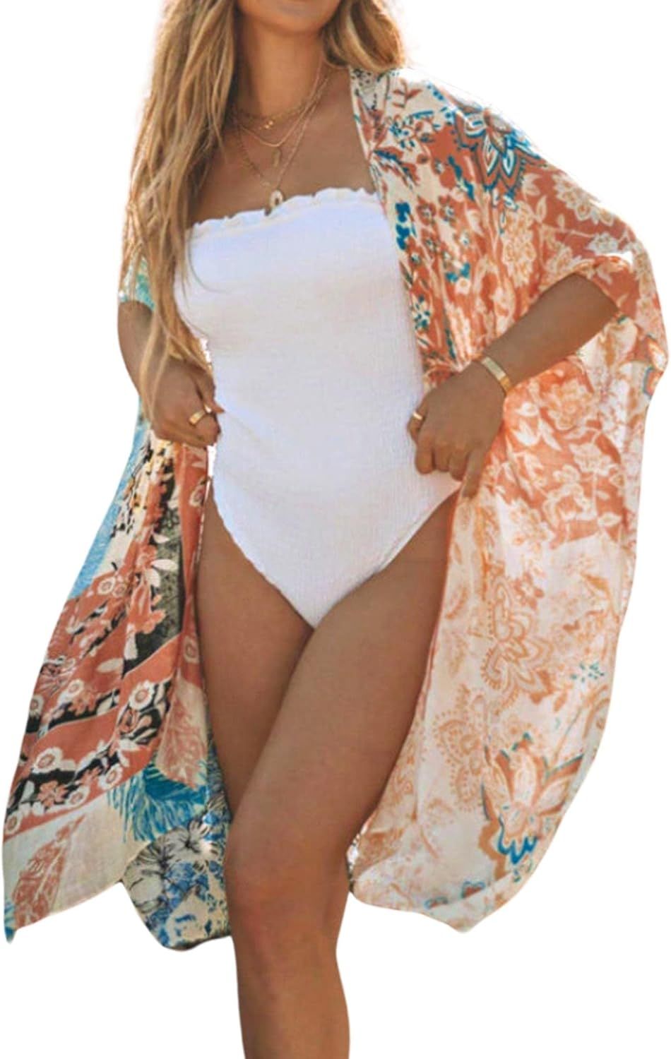 Breezy Lane Kimonos for Women Swimsuit Coverups Beach Cover Up Swimwear Cardigan Summer | Amazon (US)