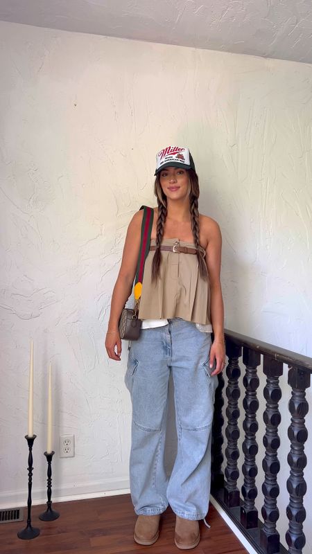 Amazon outfit, pleated skirt, trucker hat, ugg minis 

#LTKfindsunder100 #LTKxPrime #LTKshoecrush