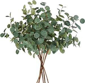 Beferr 6Pcs Artificial Eucalyptus Stems Tall 24" Faux Eucalyptus Branches Fake Greenery Plants St... | Amazon (US)