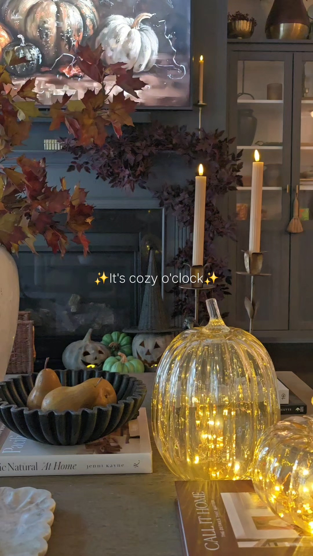 What cozy o'clock looks like in my home bc I can't resist a candle or a soft glow.  

 #LTKSeasonal #LTKHome