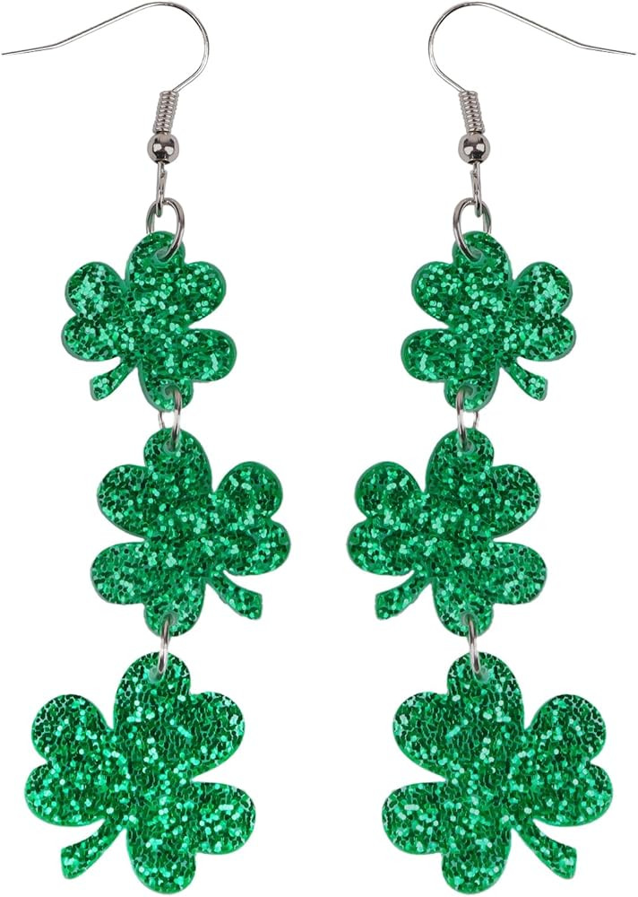 St Patricks Day Earrings, Green Shamrock Dangle Earrings for Women, St. Patrick's Day Accessories... | Amazon (US)