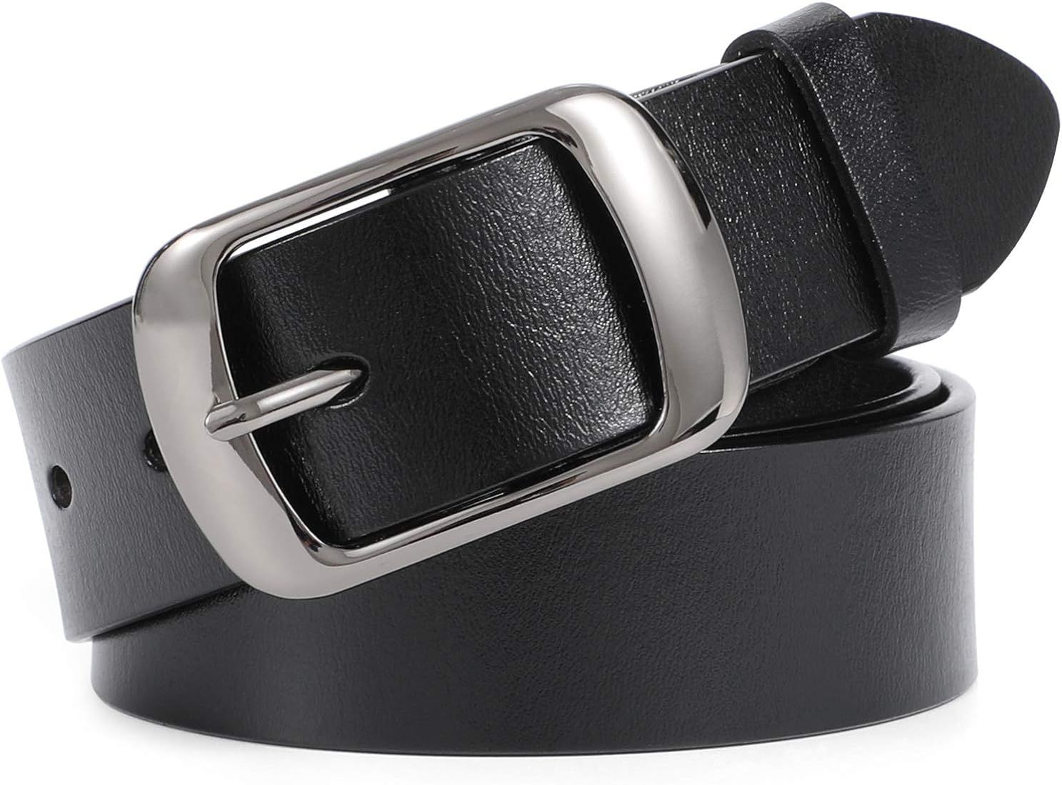 WHIPPY Women Leather Belts for Jeans Pants Fashion Dress Belt for Women with Solid Pin Buckle | Amazon (US)