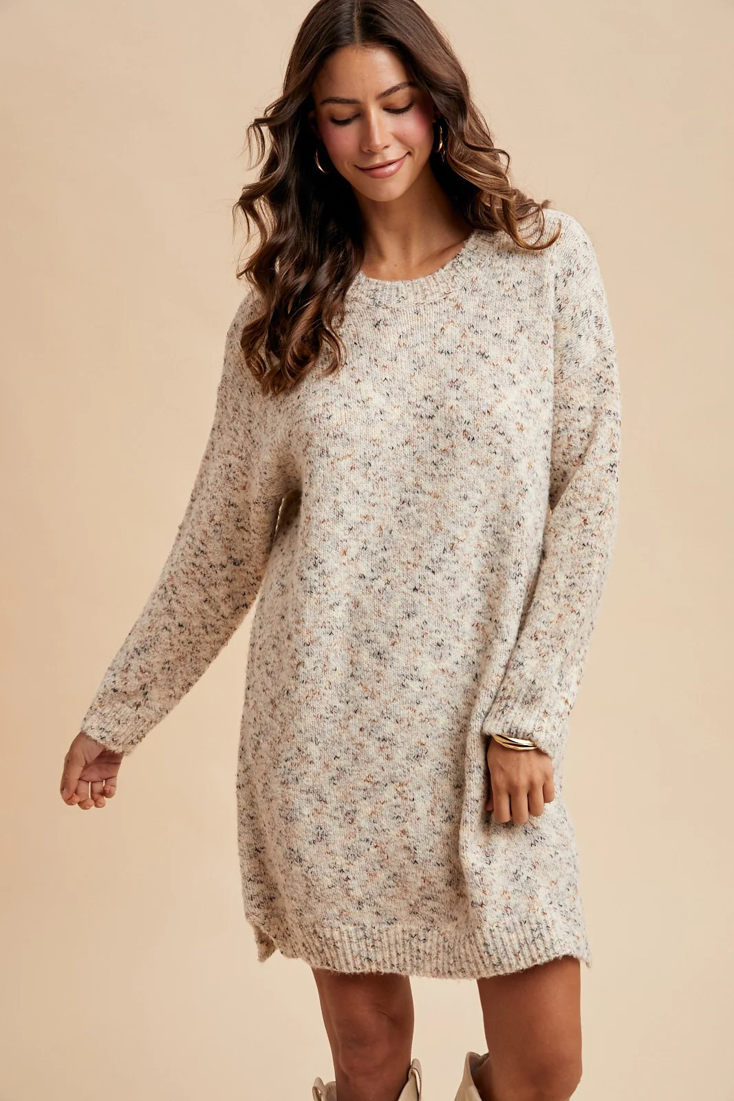 Cream Speckle Knit Sweater Dress | PinkBlush Maternity