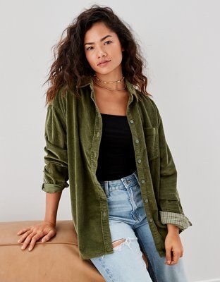 AE Oversized Corduroy Shirt | American Eagle Outfitters (US & CA)