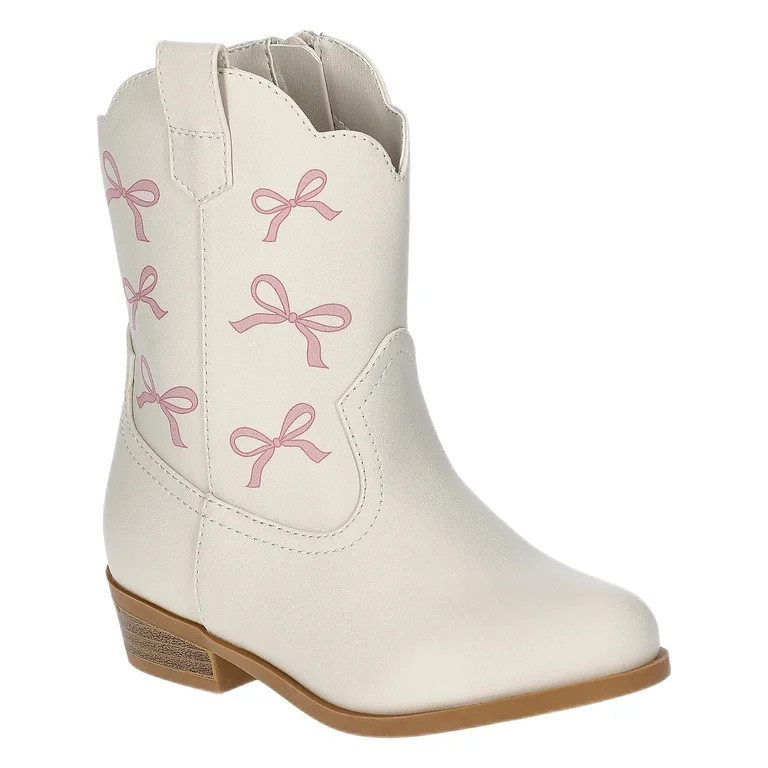 Wonder Nation Girls Bow Print Western Cowgirl Boots | Walmart (US)