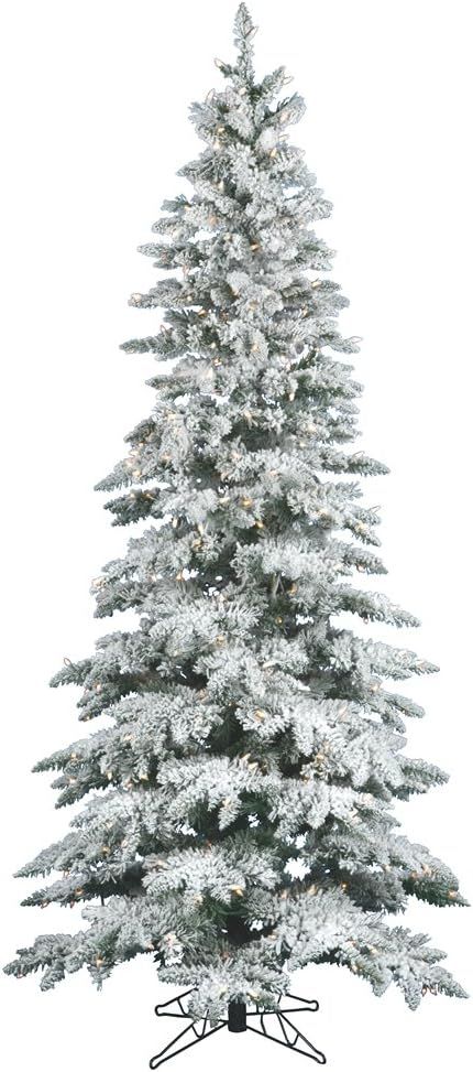 Vickerman 65' Flocked Slim Utica Fir Artificial Christmas Tree with 300 Warm White LED Lights | Amazon (US)