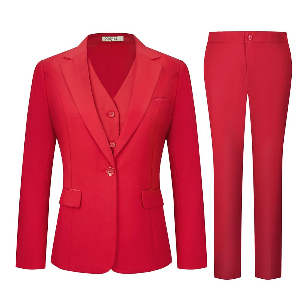 Women's 3 Piece Suit Lady Business Casual Office One Button Slim Fit Blazer Jacket Vest Pants Set | Amazon (US)