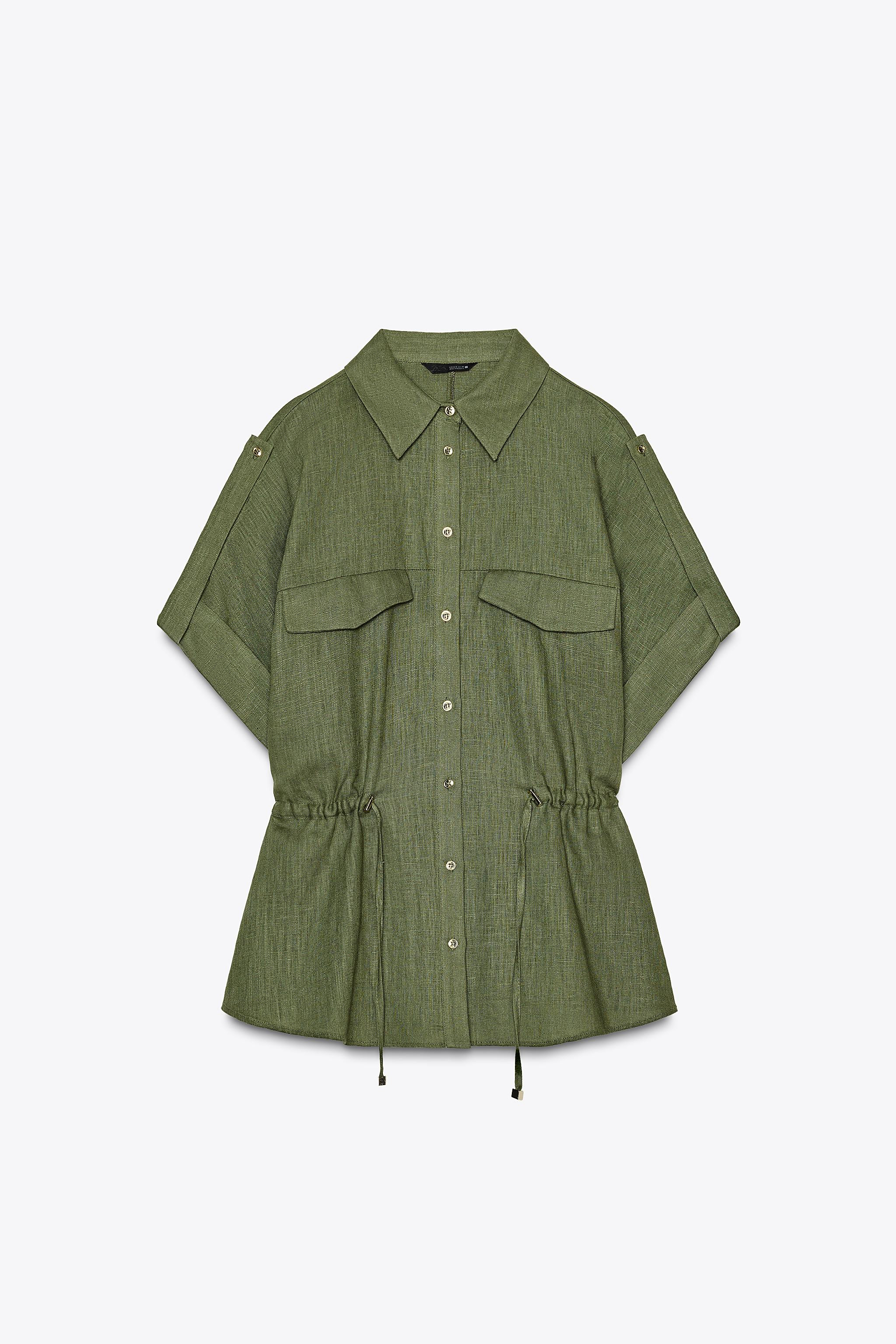 Linen shirt. Featuring a regular collar, short sleeves with turn-up cuffs and button fastening, f... | Zara US