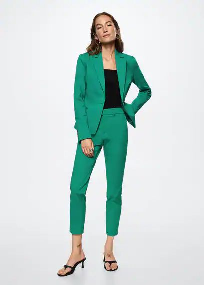 Suit slim-fit trousers green - Woman - 10 - MANGO | MANGO (UK)