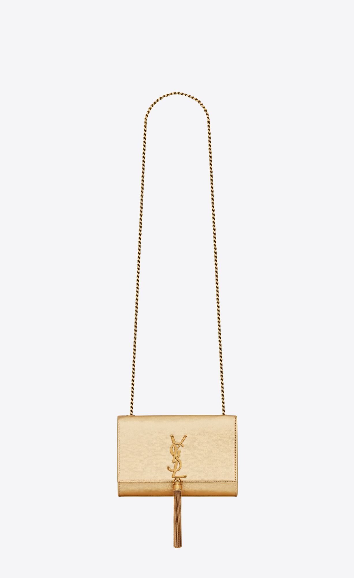 kate small chain bag with tassel in shiny grained leather | Saint Laurent Inc. (Global)
