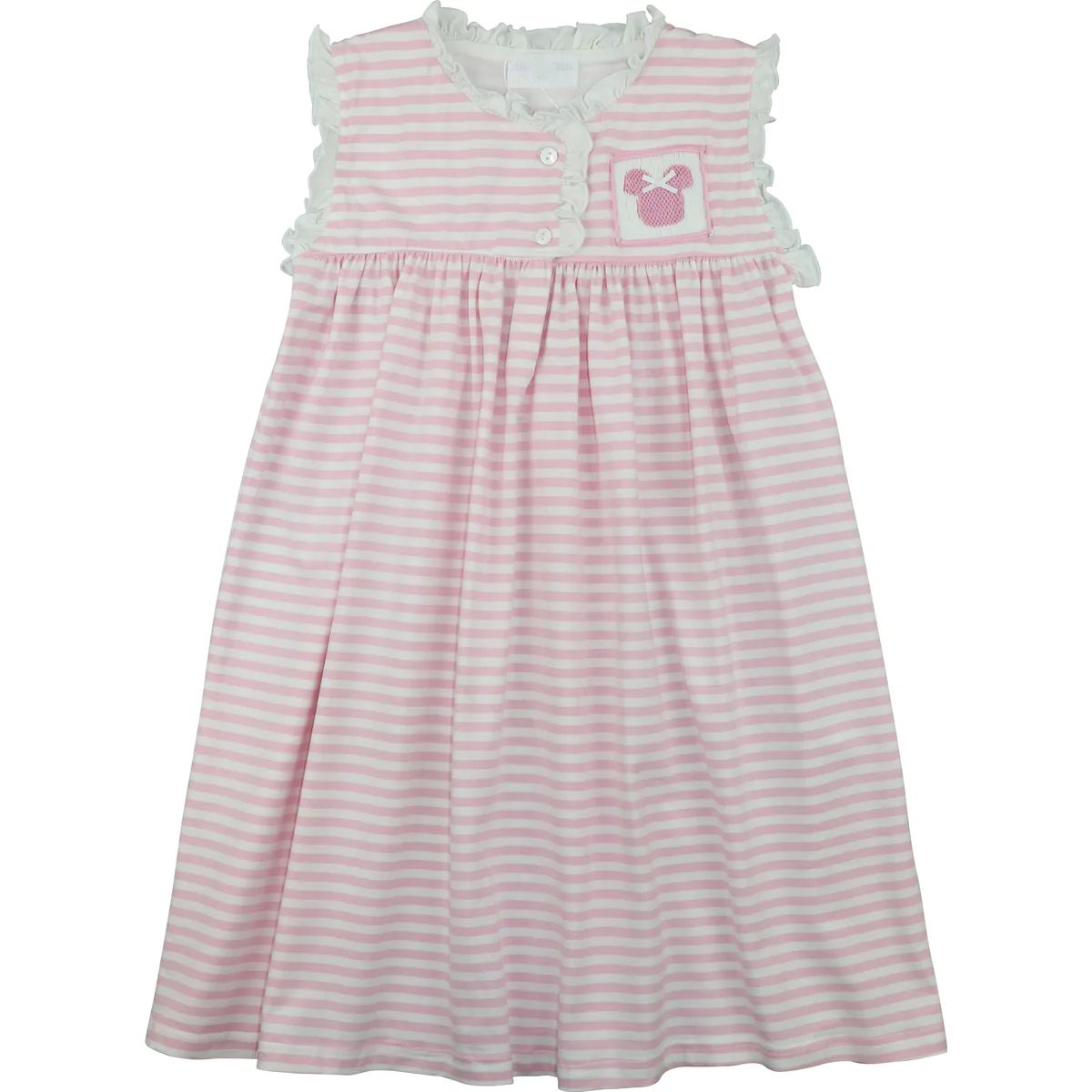 Pink Stripe Knit Smocked Mouse Ears Gown | Eliza James Kids