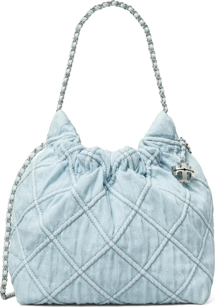 Tory Burch Fleming Quilted Denim Hobo Bag | Nordstrom | Nordstrom