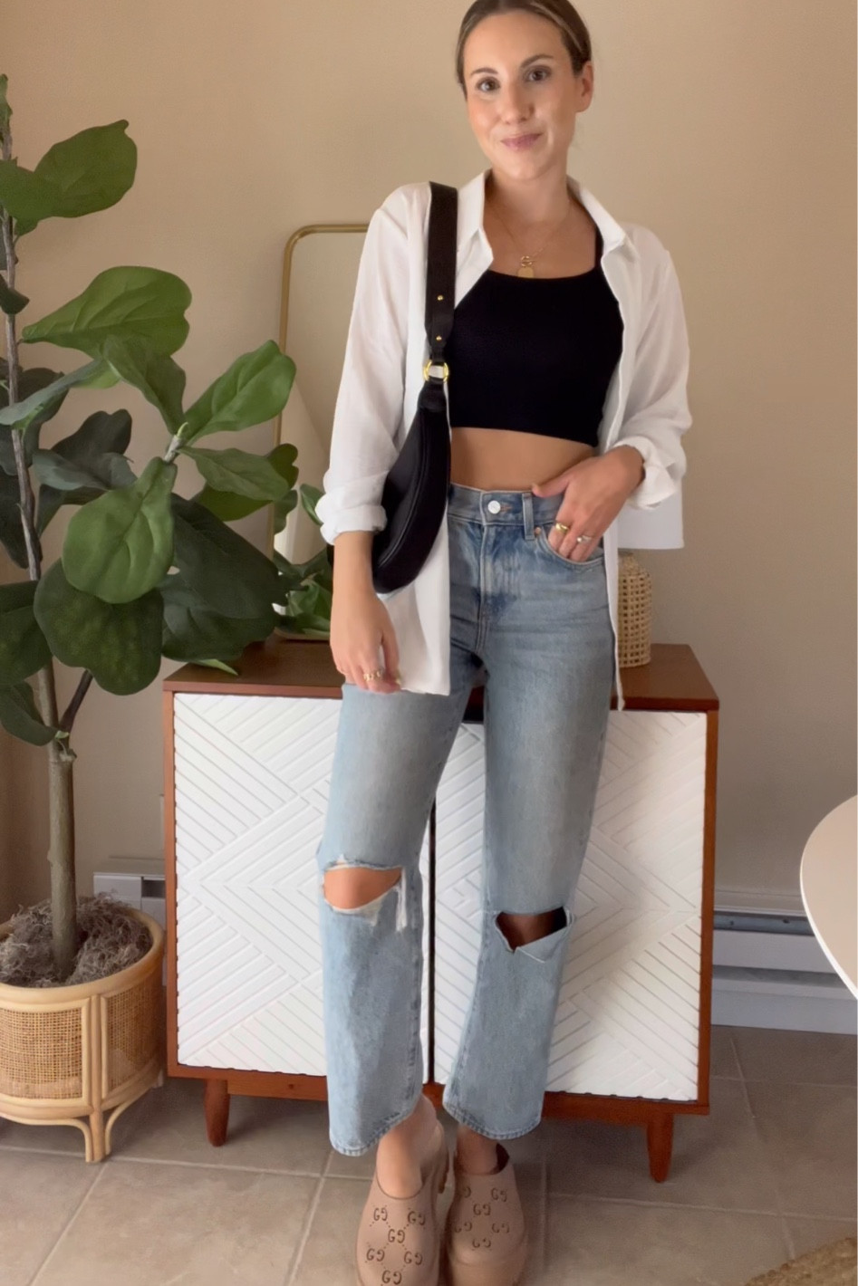 Casual ootd✨ Wearing a large white button down, small tank and size 0 denim 

#LTKstyletip #LTKunder100