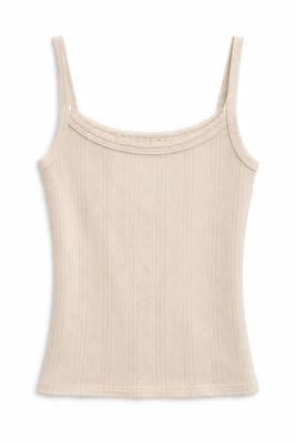 KatieJNYC TWEEN MARINA SOLID POINTELLE TANK TOP - Vintage White / SM (7/8) | Shop.app