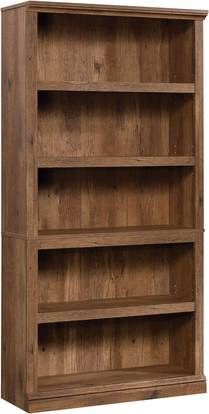 Sauder 5 Tier Book Shelf Wooden Bookcase Multipurpose Bookshelf for Home Office, Living Room, in ... | Amazon (US)