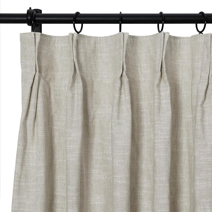 TWOPAGES Oatmeal Linen Cotton Fabric Double Layer Curtain 96 Inches Long Light Filtering Pinch Pl... | Amazon (US)