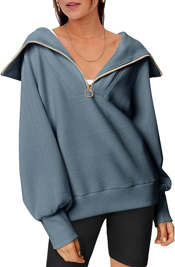 Amazon.com: EFAN Womens Fashion Oversized Half Zip Pullover Sweatshirts Fall Winter Y2k Sweatshir... | Amazon (US)