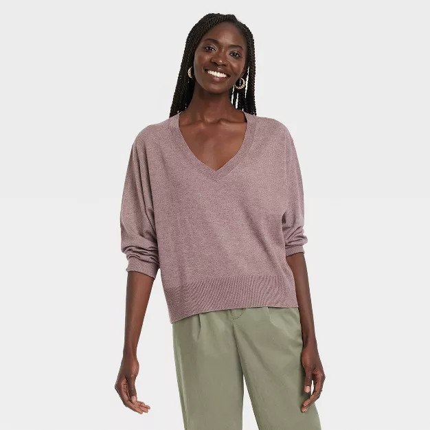 Women's Fine Gauge V-Neck Sweater - A New Day™ | Target