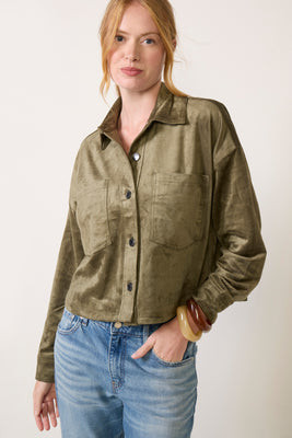 Z SUPPLY Women's All Day Cropped Suede Jacket, Size XS, Monstera Green | Evereve