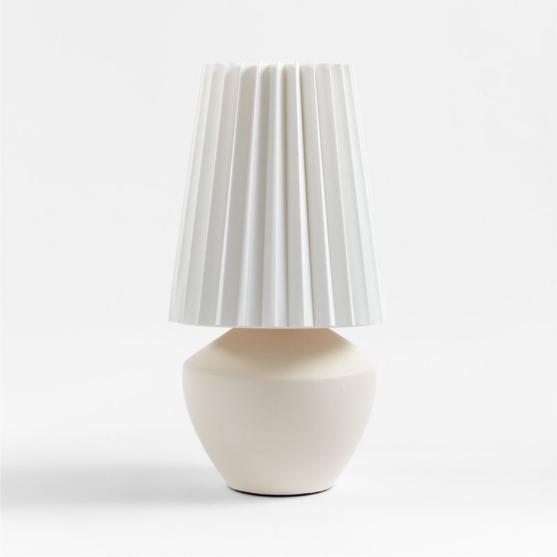 Holland Small White Ceramic Table Lamp with Pleated Tapered Shade + Reviews | Crate & Barrel | Crate & Barrel