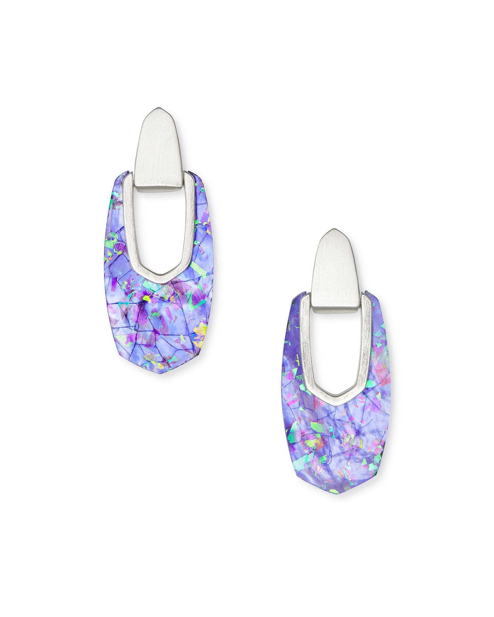 Kailyn Silver Drop Earrings in Iridescent Lilac Illusion | Kendra Scott