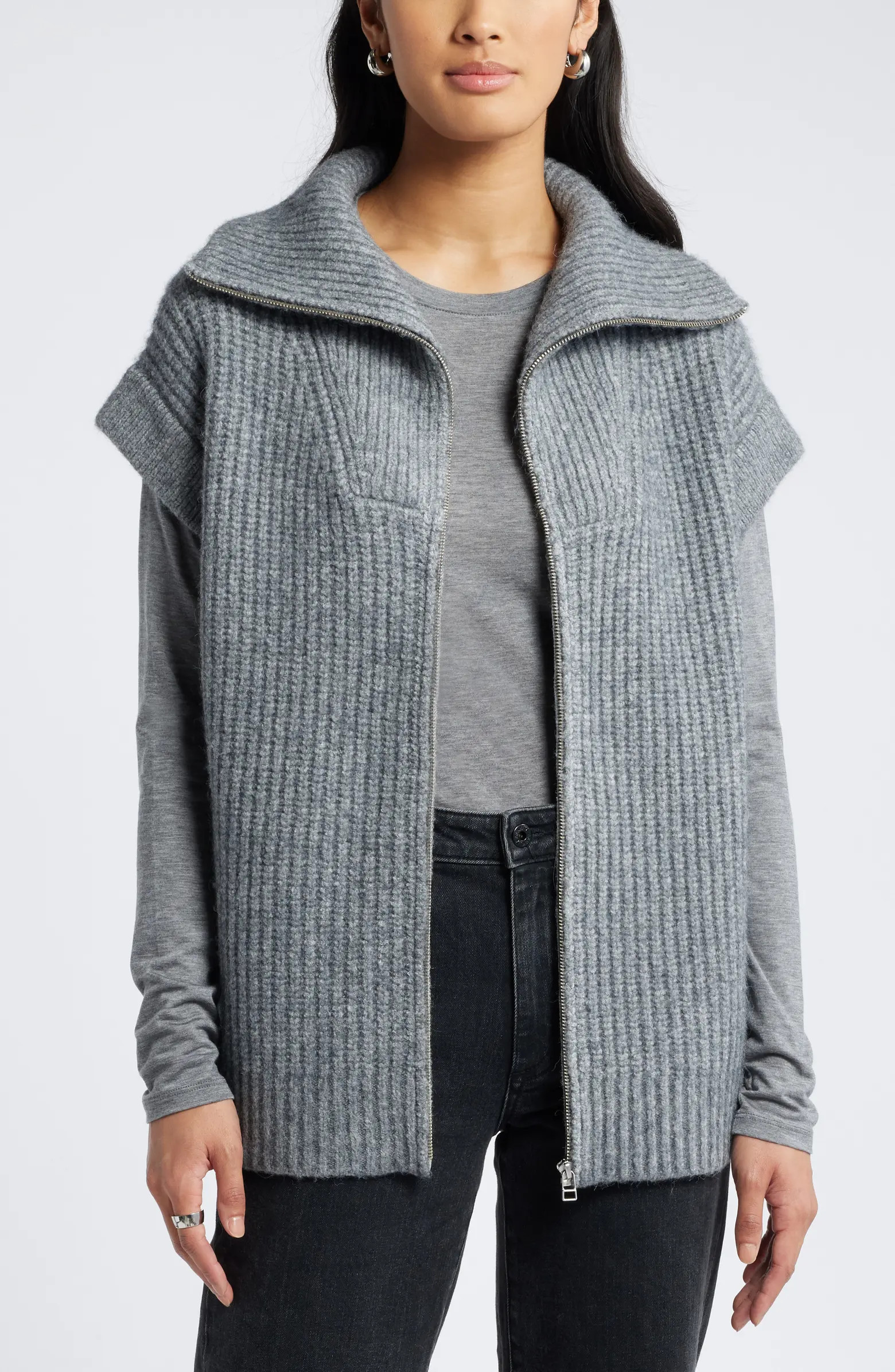 Nordstrom Rib Zip-Up Sweater Vest | Nordstrom | Nordstrom