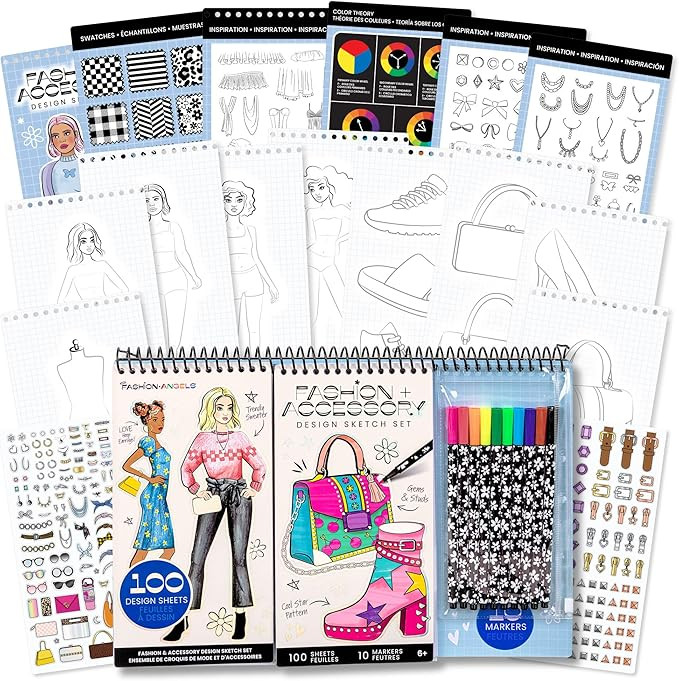 Fashion Angels Fashion & Accessory Design Sketch Set, Includes Sketch Pad with Stickers & Markers... | Shop.com