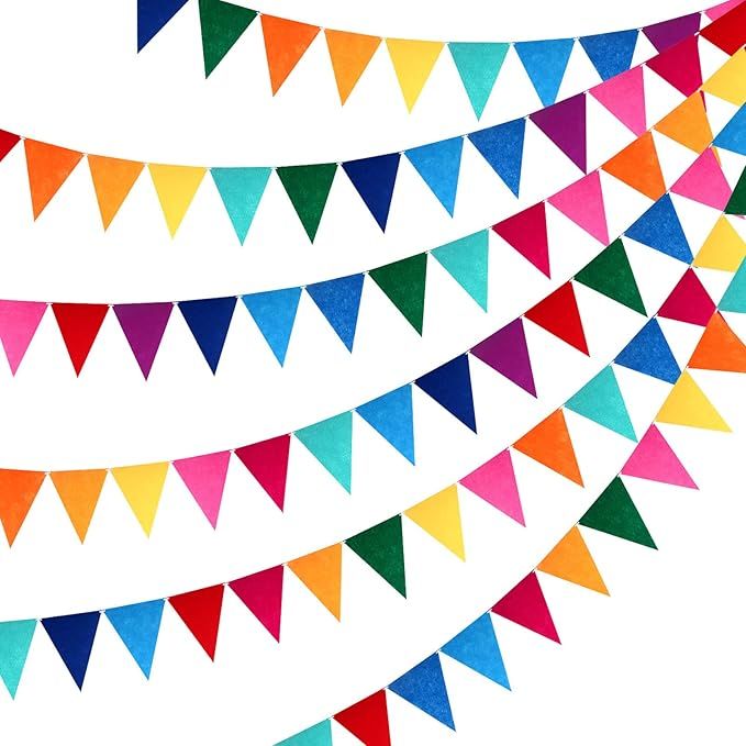 Outus 6 Sets Rainbow Pennant Banner Garland Multicolor Bunting Felt Fabric Pennant Banners Flags ... | Amazon (US)