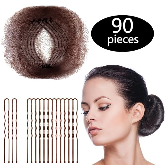 Zonon Hair Nets Invisible Elastic Edge Mesh and U Shaped Pins Set, 50 Pieces 50 cm Individual Pac... | Amazon (US)