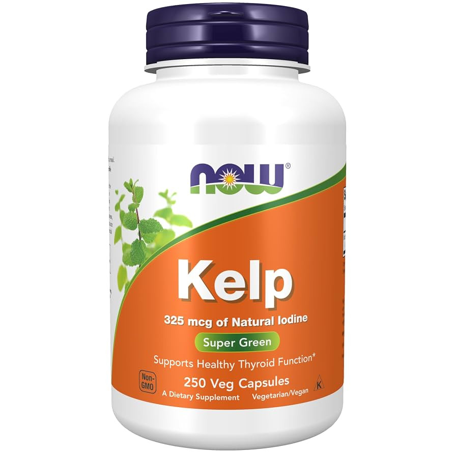 NOW Supplements, Kelp 325 mcg of Natural Iodine, Supports Healthy Thyroid Function*, Super Green,... | Amazon (US)