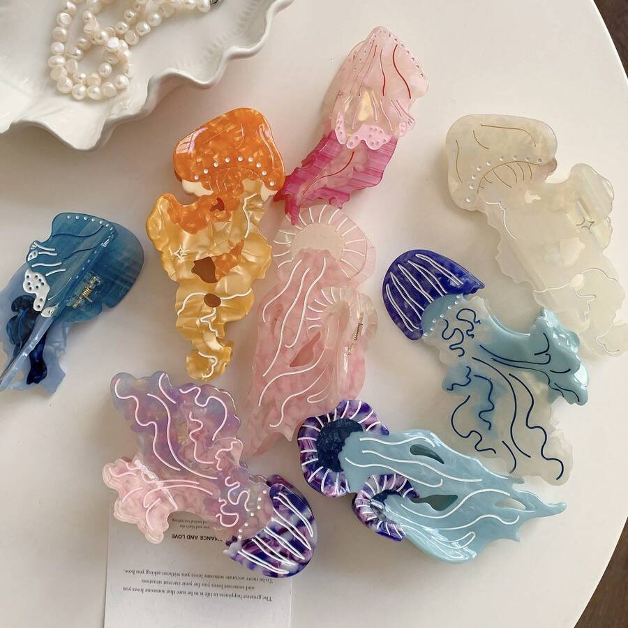1pc Advanced Hair ClawsNiche Fashion Elegant Color Matching Acetic Acid Grab Clip Marine Life Ser... | SHEIN